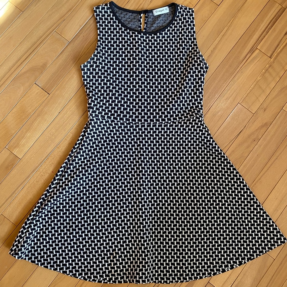 Black & White Fit & Flare Dress - Size S